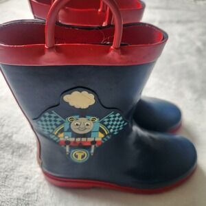 Thomas The Train Kids Rain Boots Unisex Sz 13/1 Blue Red Rubber